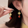 New Chinese-style Traditional Red Bead Earrings