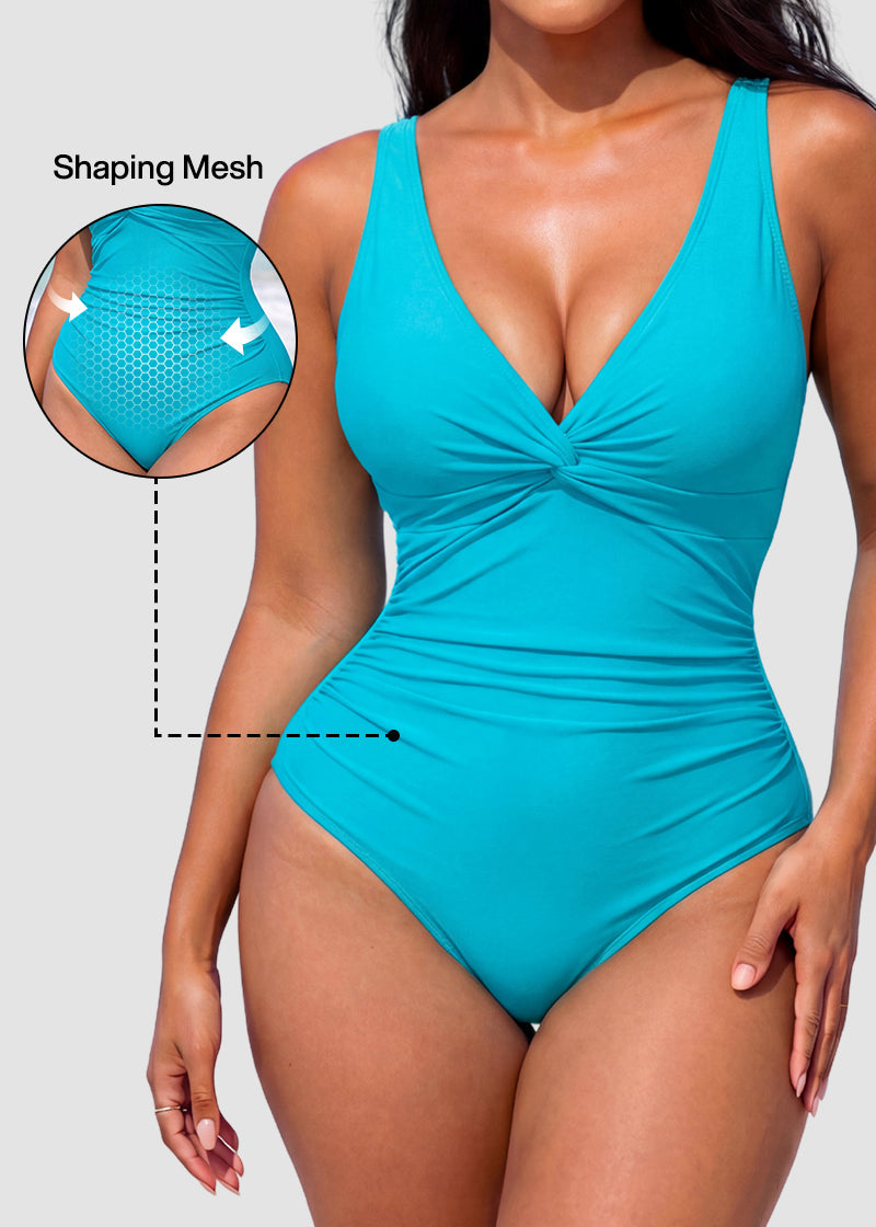 [Run One Size Smaller] Hourglass™ Twist Front Tummy Control One-Piece Swimsuit