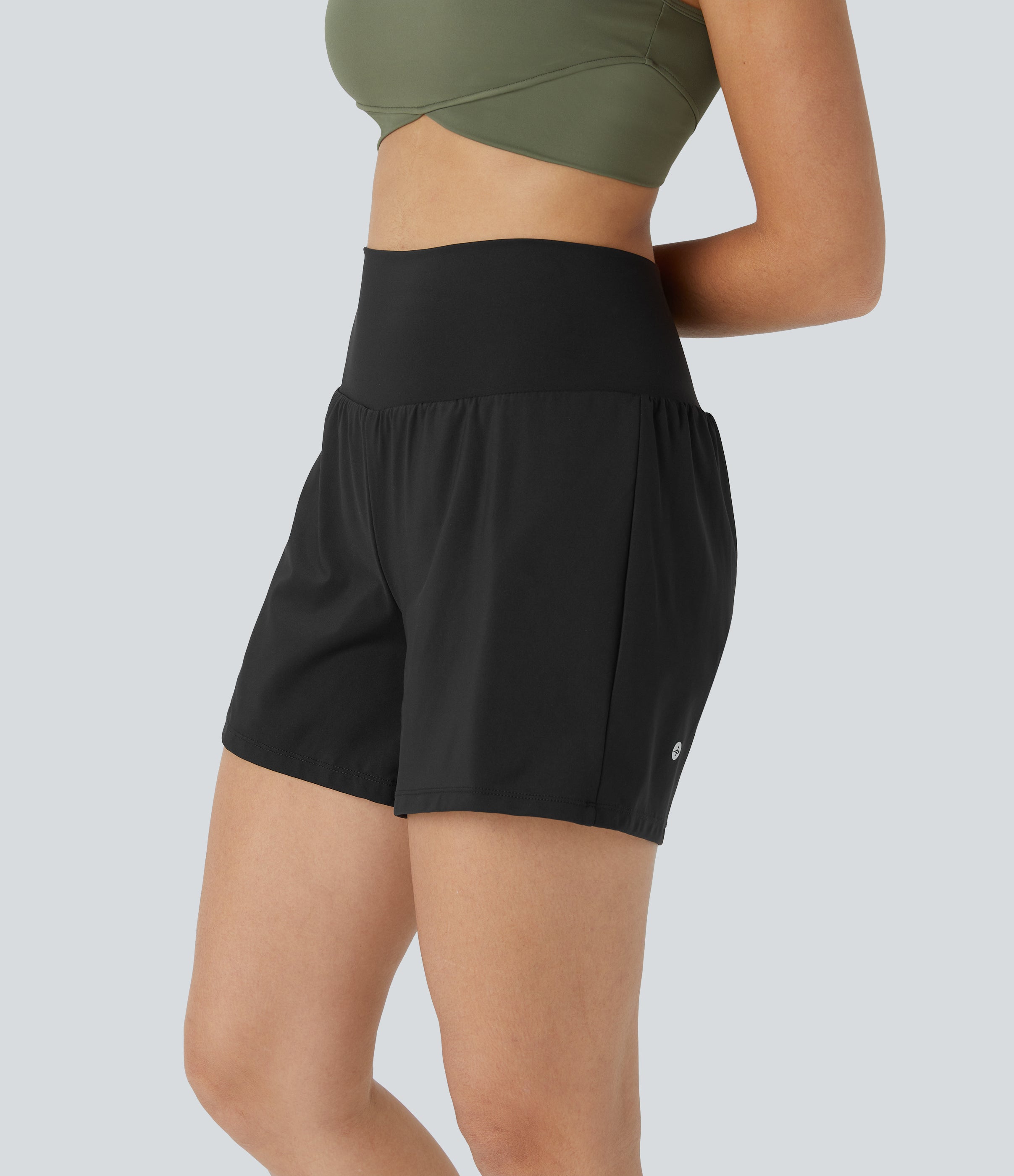 2026🔥UK Super High Waisted Back Pocket & Side Hidden Pocket 2-in-1 Yoga Shorts