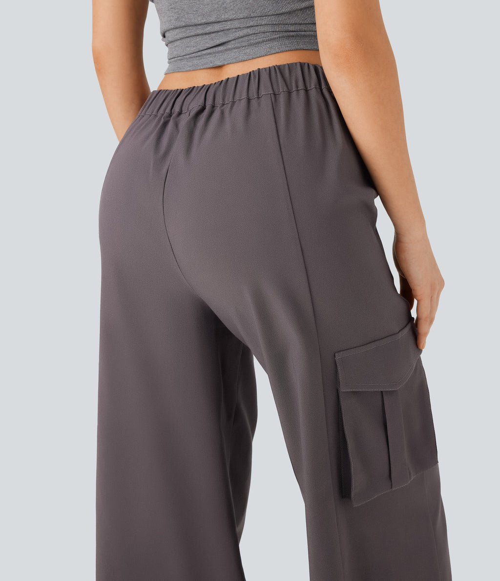 Low Rise Wide Leg Casual Cargo Pants with Pockets