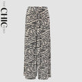 Messy Stripe Abstract Print Wide-Leg Drawstring Palazzo Pleated Pants