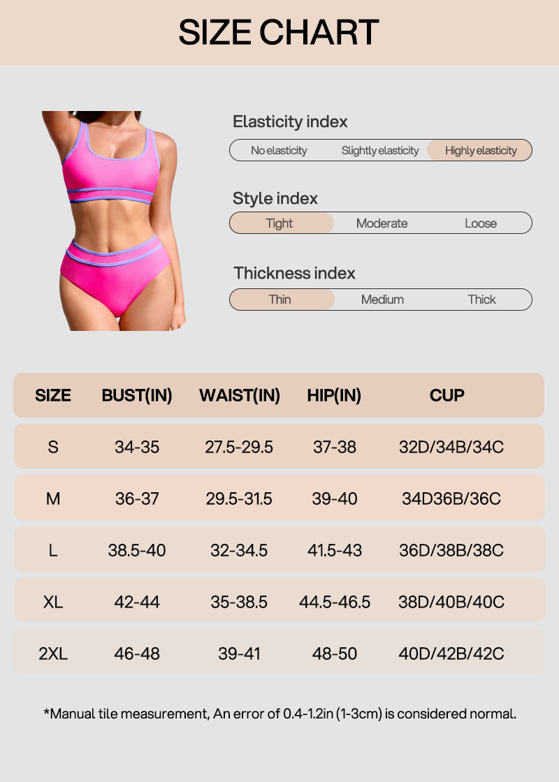 Sporty Color Block High Waist Bikini Set