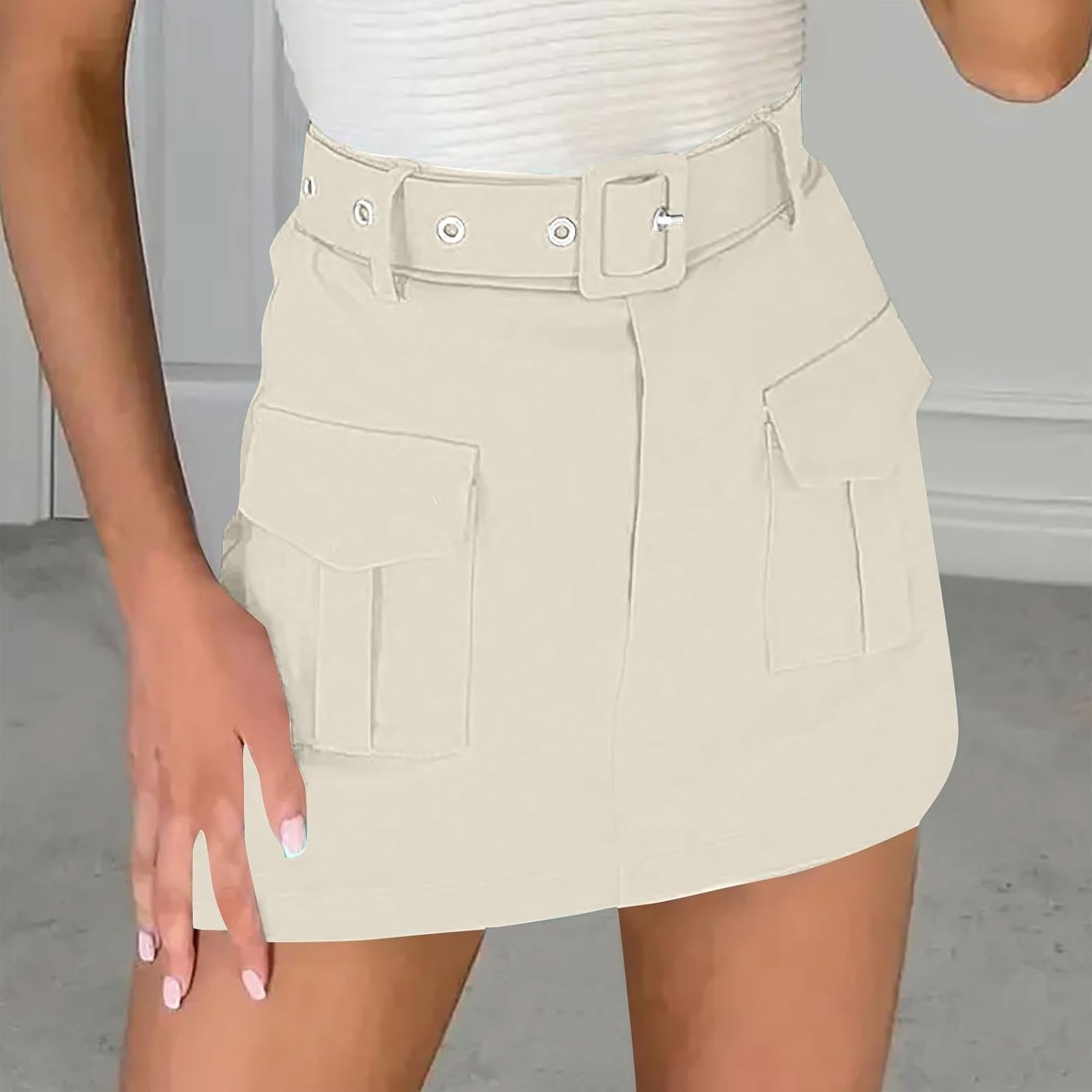 Cargo Skirt for Women 2026 High Waisted Mini Skirts Trendy Y2K Girls Summer Casual Belted Shorts with Pockets