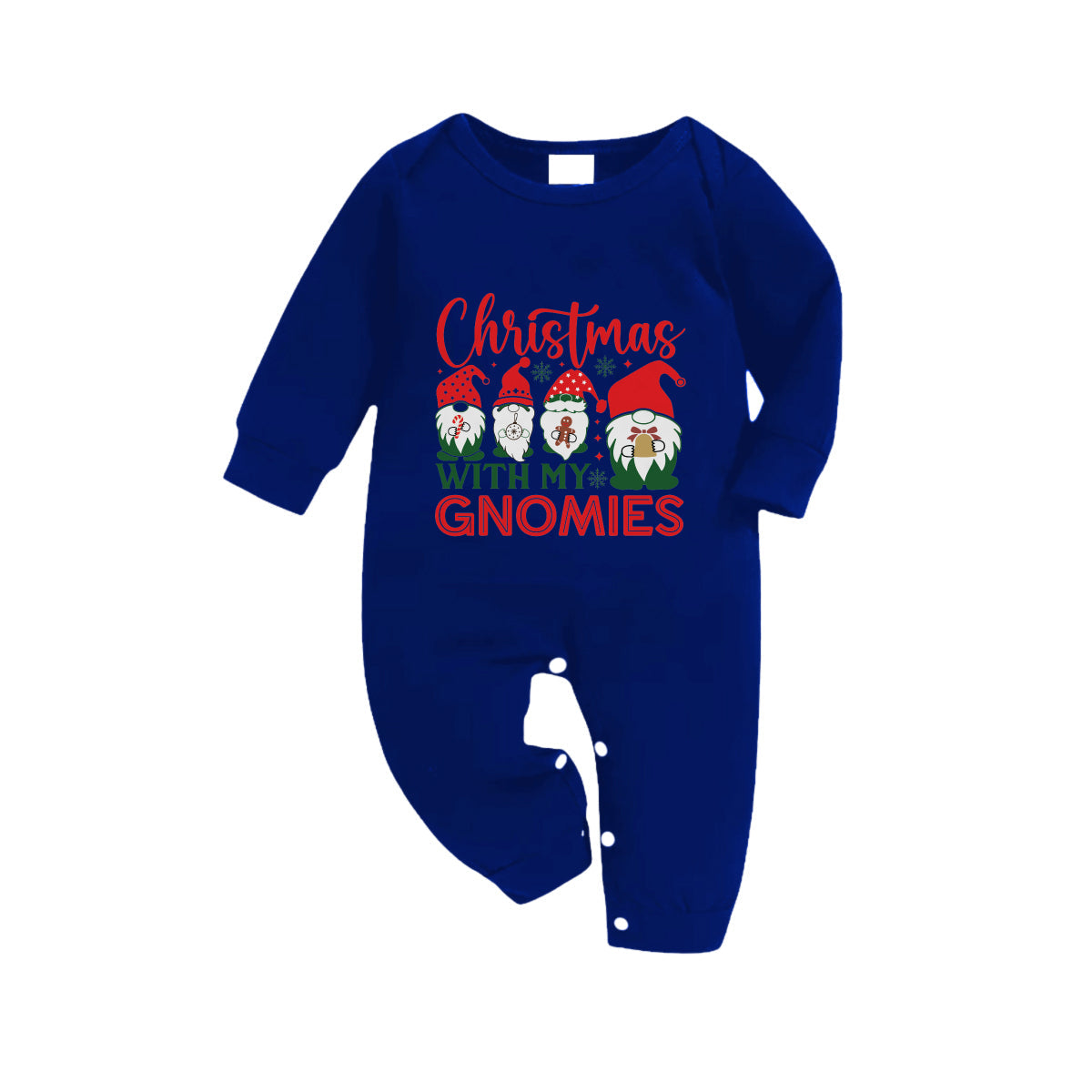 Christmas Family Matching Pajamas-Navy & White Plaid Pjs Set with "Christmas With My Gnomies" Print