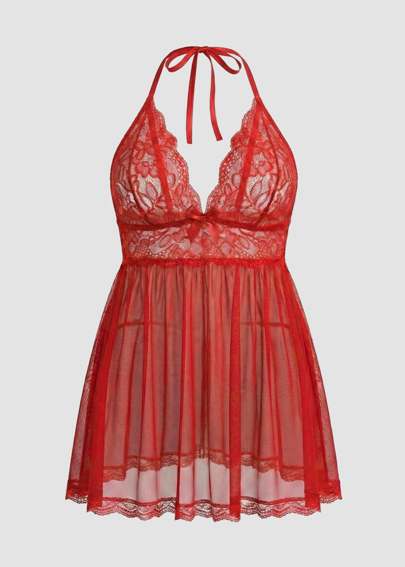 Women’s Plus Size Lace Babydoll – Mesh Chemise Sleepwear