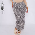 Black Zebra Abstract Print Ripple Pleated Skirt