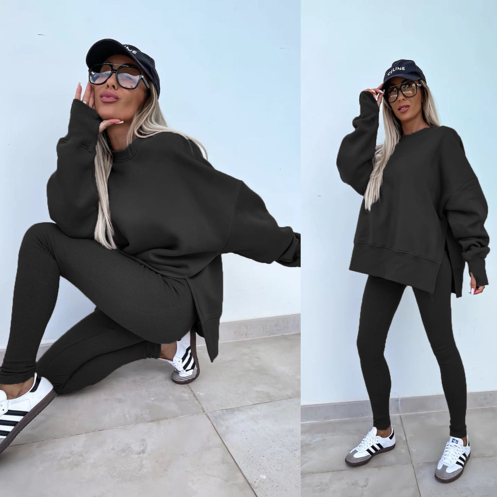 2025 New Suits Casual Loose Tops Leggings 2-piece Set Women's Sweatshirt Autumn And Winter Suits Fashionable Women