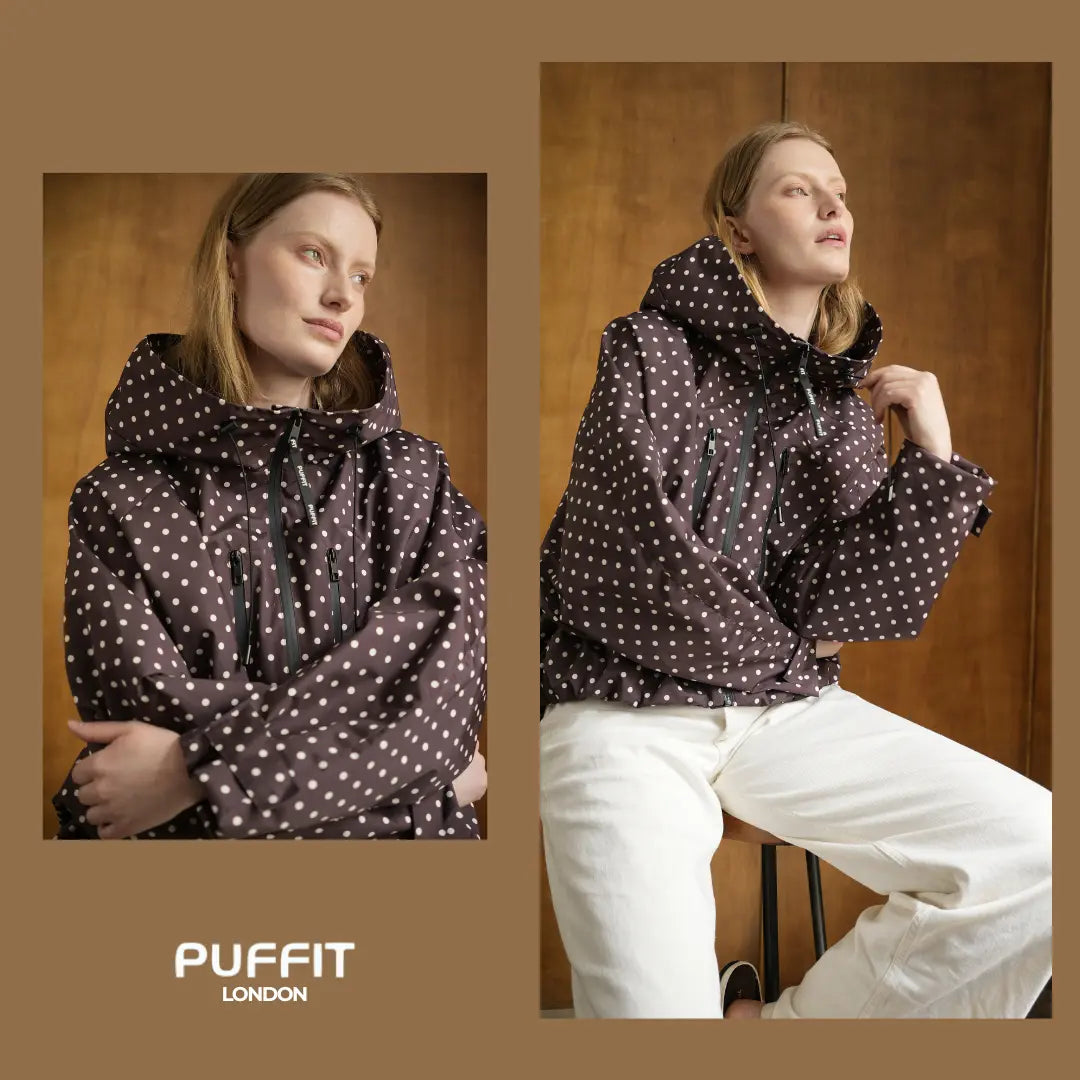 Short Oversized Rain Jacket With Bubble Hem,Loose Fit