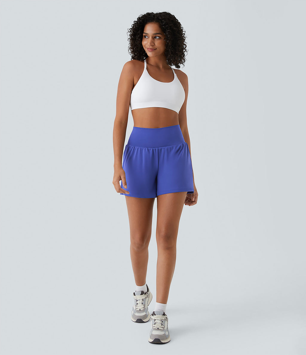 2026🔥UK Super High Waisted Back Pocket & Side Hidden Pocket 2-in-1 Yoga Shorts