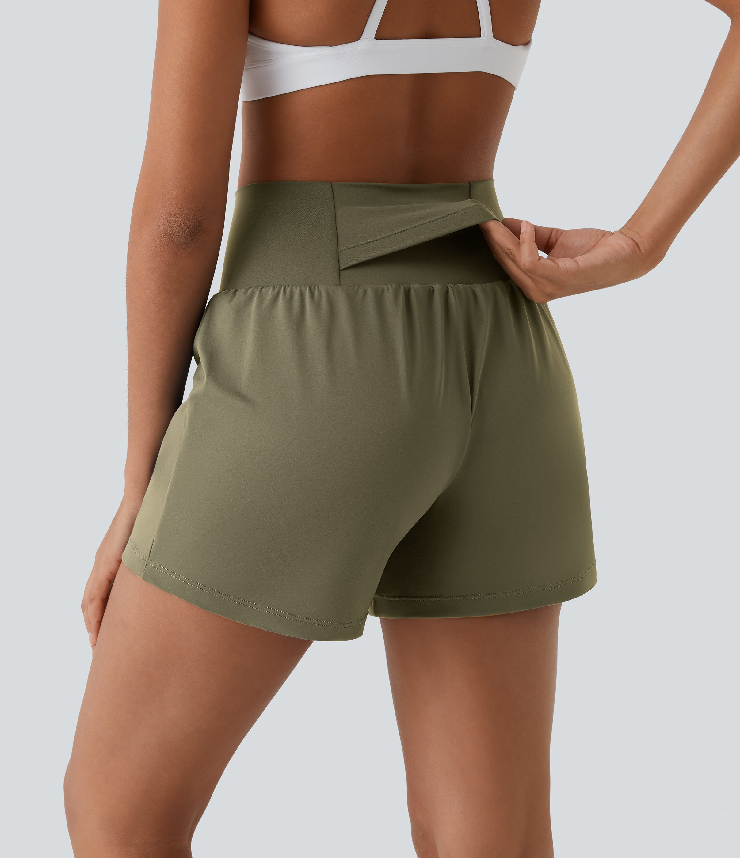 2026🔥UK Super High Waisted Back Pocket & Side Hidden Pocket 2-in-1 Yoga Shorts