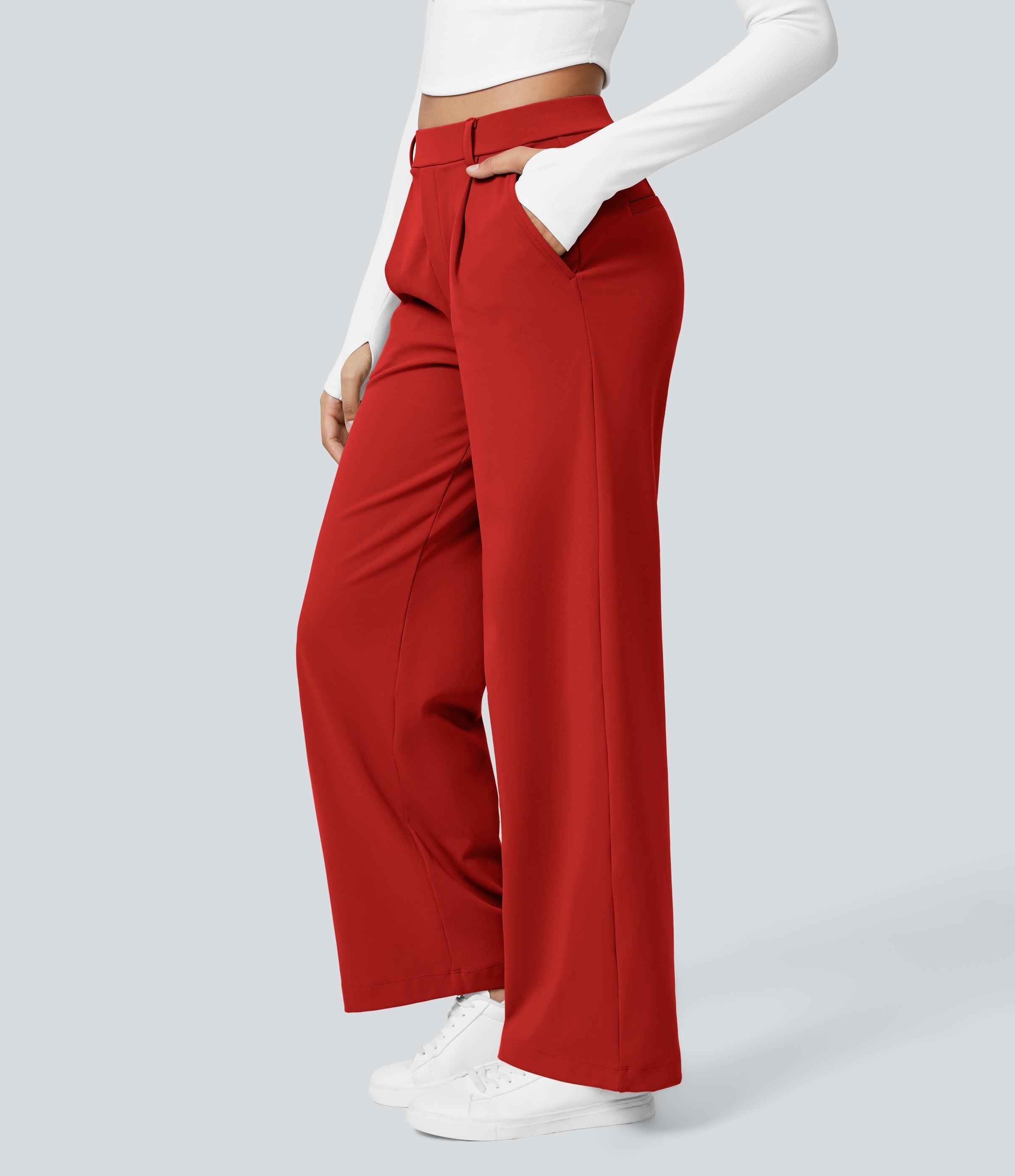 2026🔥 FlexTM High Waisted Pocket Straight Leg Work Pants