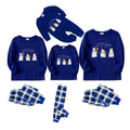 Christmas Family Matching Pajamas-Navy & White Plaid Pjs Set with "Let It Snow" and Snowman Pattern Print