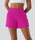 2026🔥UK Super High Waisted Back Pocket & Side Hidden Pocket 2-in-1 Yoga Shorts-Rose Pink