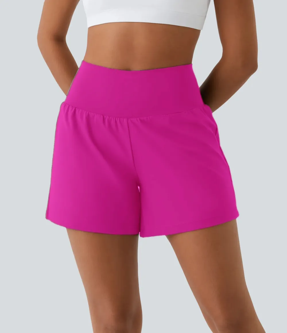 2026🔥UK Super High Waisted Back Pocket & Side Hidden Pocket 2-in-1 Yoga Shorts