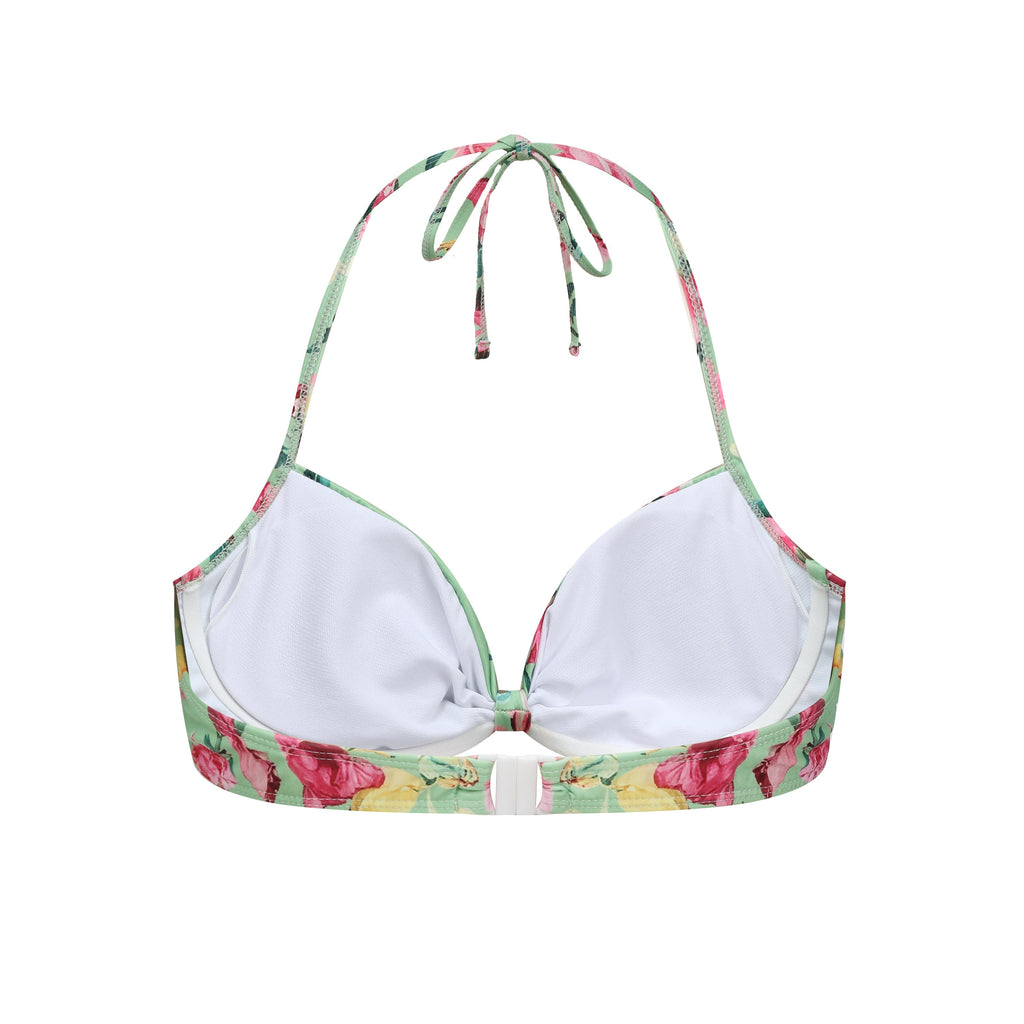 Mint Green & Pink Florals One-Piece Bikini&Skirt