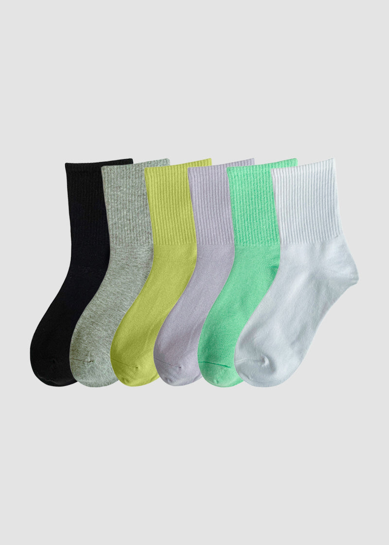 Ribbed Knit Cotton Crew Socks