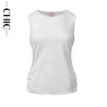 Classic White Sleeveless Crew Neck Top