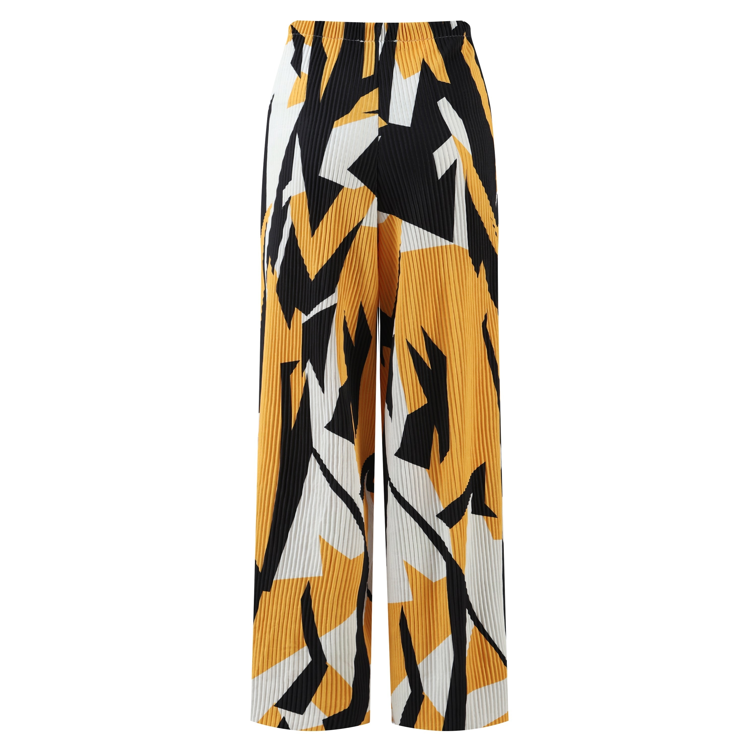 ChicHero Abstract Print Wide-Leg Drawstring Pants Palazzo Pleated Pants