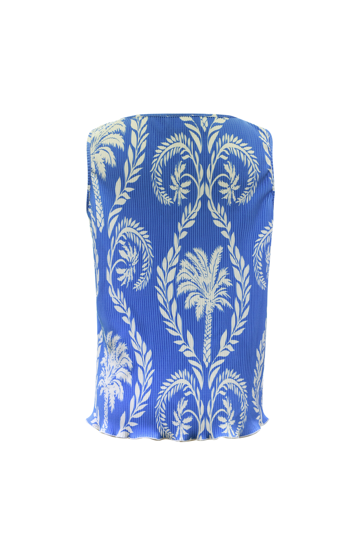 Blue Tropical Palm Leaf Patterns Vest Top & Pleated Pants