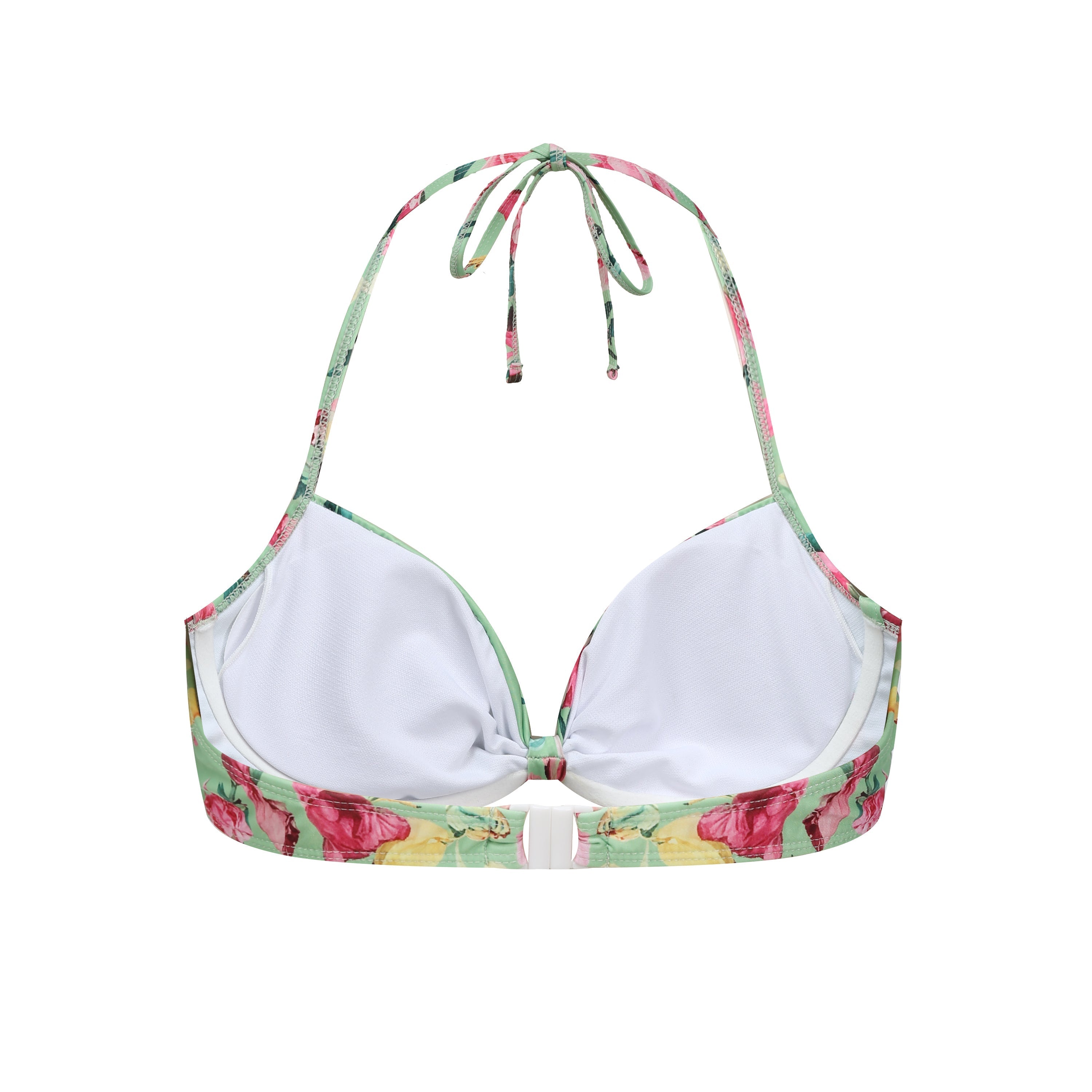 Mint Green & Pink Florals One-Piece Swimsuit&Bikini&Skirt
