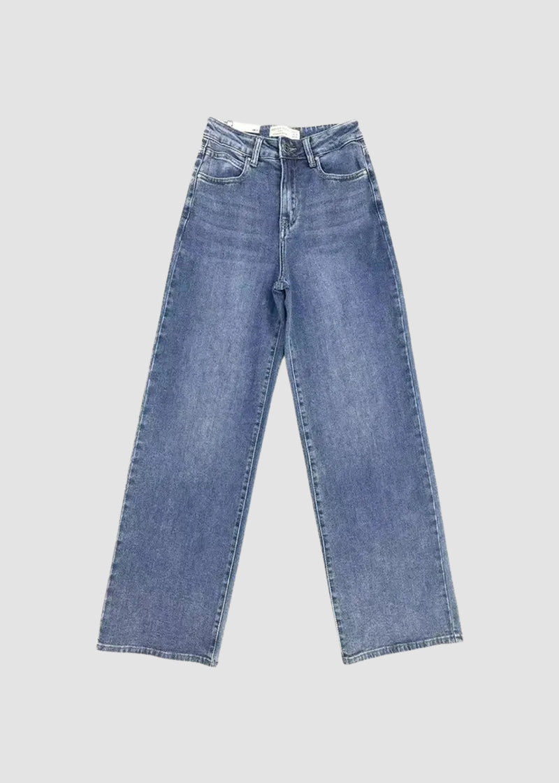 Women’s Minimalist High-Waist Stretch Wide-Leg Jeans