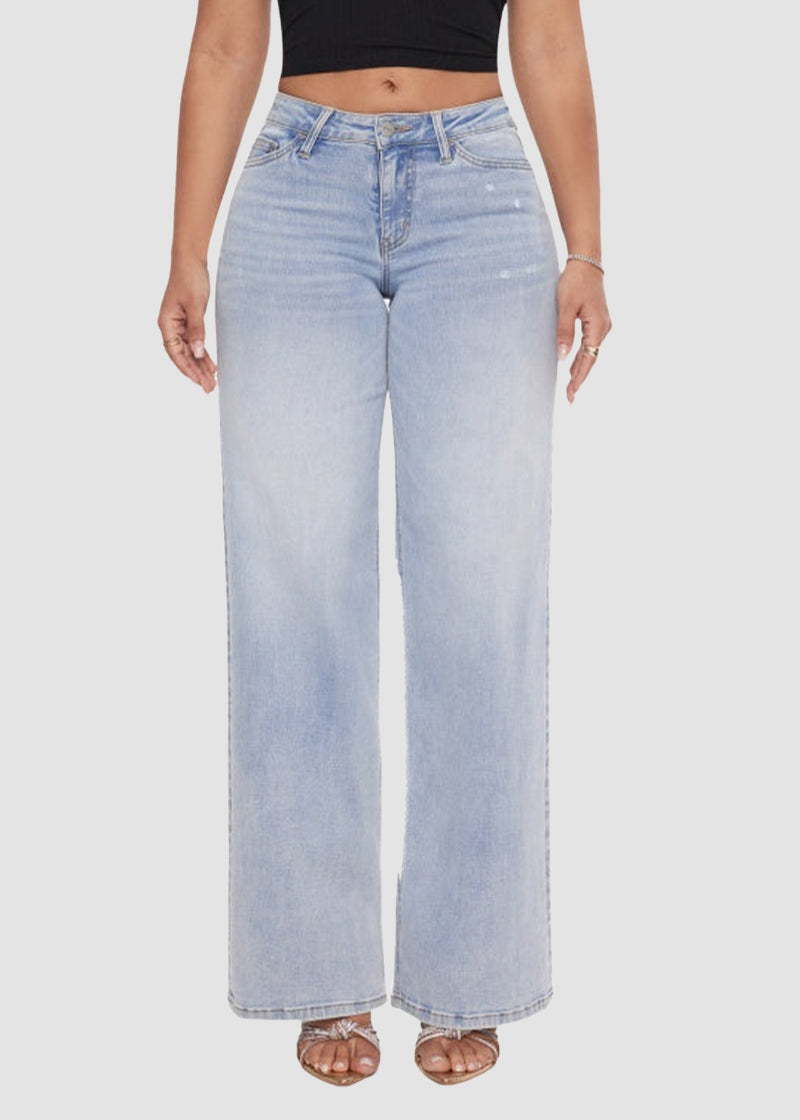 Mid-Low Rise Stretch Baggy Wide-Leg Jeans