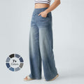 2026🔥 FlexTM High Waisted Multiple Pockets Baggy Wide Leg Washed Stretchy Knit Casual Jeans