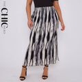 Bold Black & White Waves Monochrome Ripple Pleated Skirt