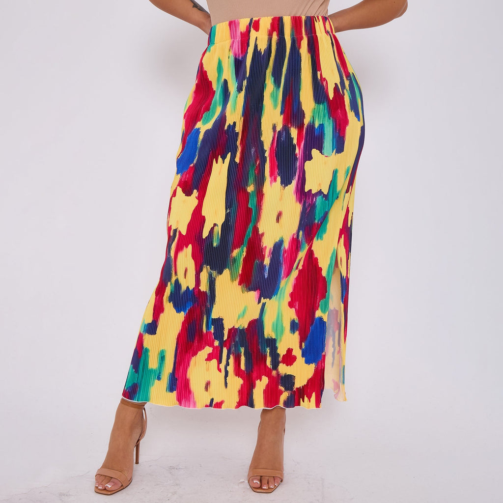 Abstract Tie-dye Vintage Women Skirt Plus Size