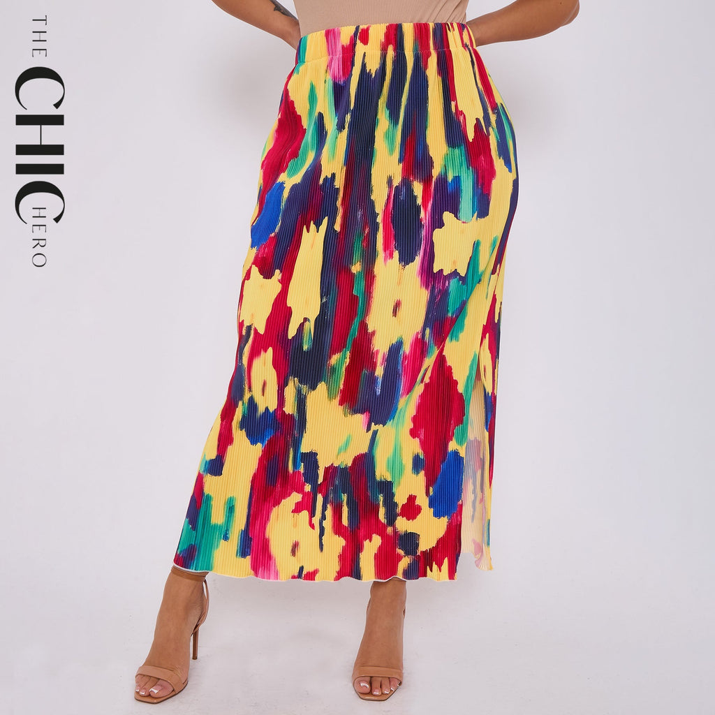 Abstract Tie-dye Vintage Women Skirt Plus Size