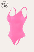 Seamless Sculpting Shapewear Bodysuit with Thin Straps in Pink