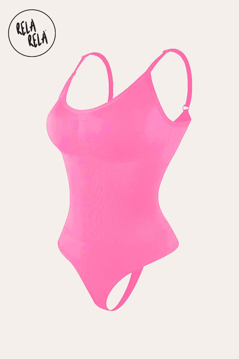 Seamless Sculpting Shapewear Bodysuit with Thin Straps in Pink