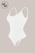 Seamless Sculpting Shapewear Bodysuit with Thin Straps in White