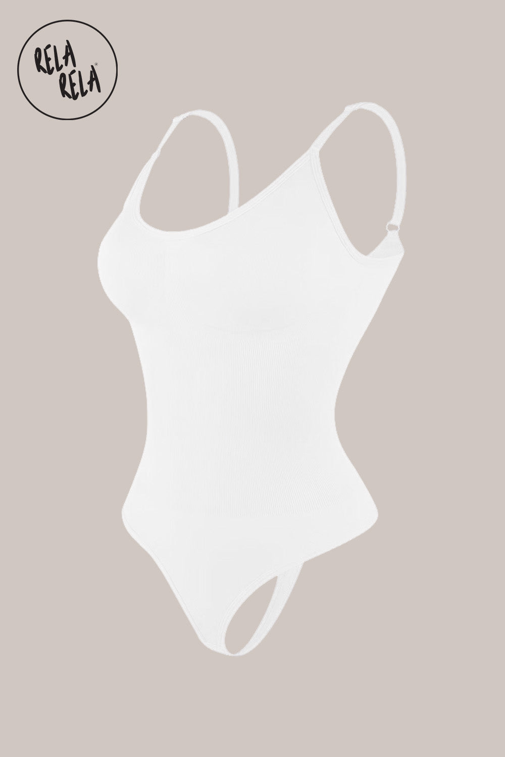 Seamless Sculpting Shapewear Bodysuit with Thin Straps in White