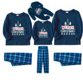 Christmas Family Matching Pajamas-Navy & Sky Blue Plaid Pjs Set with "Merry Christmas 2025" Print