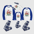 Christmas Family Matching Pajamas-Blue Raglan Top Blue Plaid Pants Pjs Set with Santa and "Merry Christmas" Print