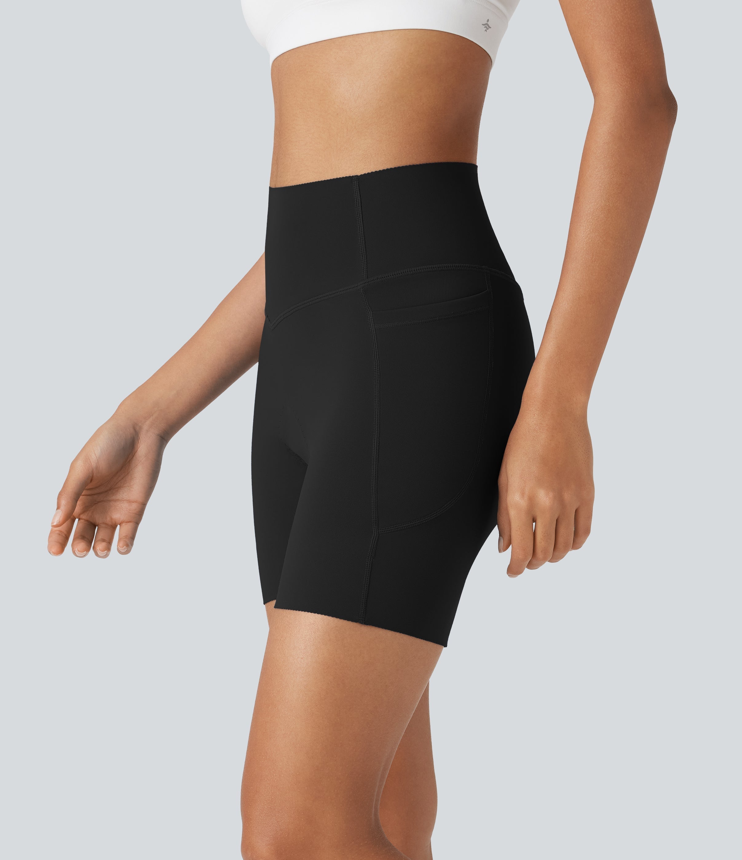 SpeedWaveTM SoCinched High Waisted Antislip Tummy Control Quick Dry Cycling Chamois Padded Biker Shorts 5'' with Pockets