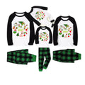 Black Raglan Top Green Plaid Christmas Pajamas Set Family Christmas Pajamas Set With Grinch and Cartoon Pattern