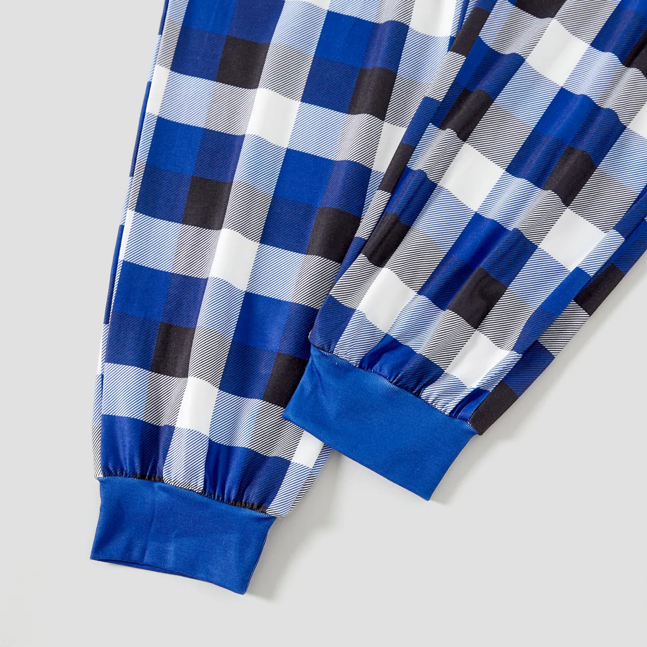 Christmas Family Matching Pajamas-Navy & White Plaid Pjs Set with "Gnome For The Holidays" Print