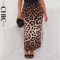 Retro Brown Leopard Print Ripple Pleated Skirt