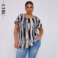Monochrome Ripple Crew Neck Short Sleeve Shirt