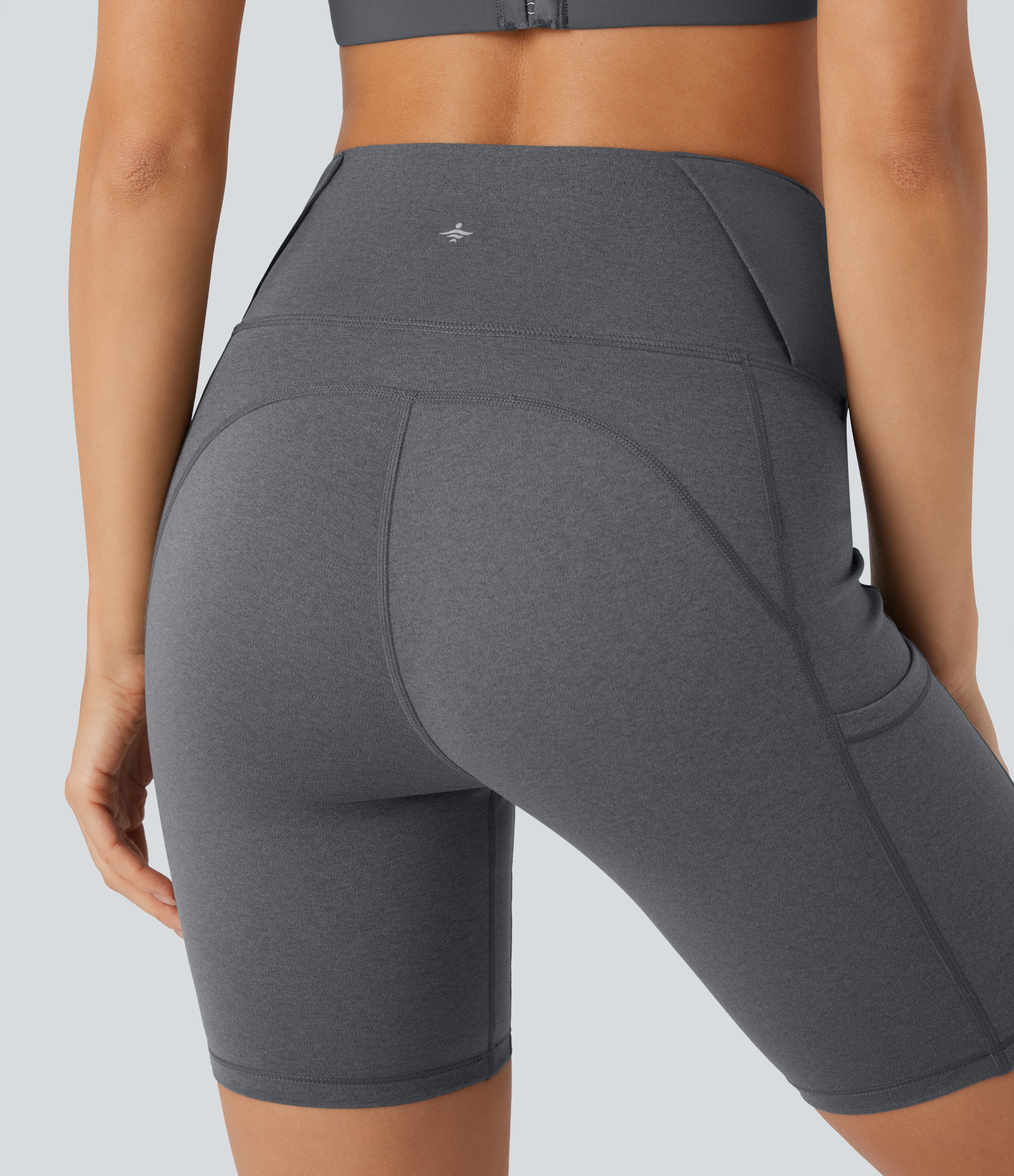 SoCinched High Waisted Tummy Control Loop Quick Dry Yoga Biker Shorts 7'' with Pockets