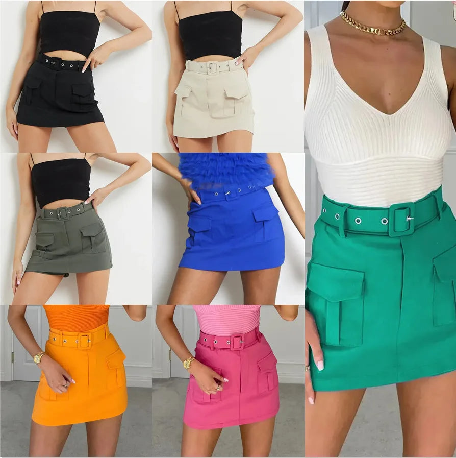 Cargo Skirt for Women 2026 High Waisted Mini Skirts Trendy Y2K Girls Summer Casual Belted Shorts with Pockets
