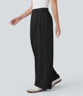 BreezefulTM High Waisted Wide Leg Quick Dry Work Pants with Pockets