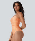 Ruched Texture Sheen One Piece Swimsuit