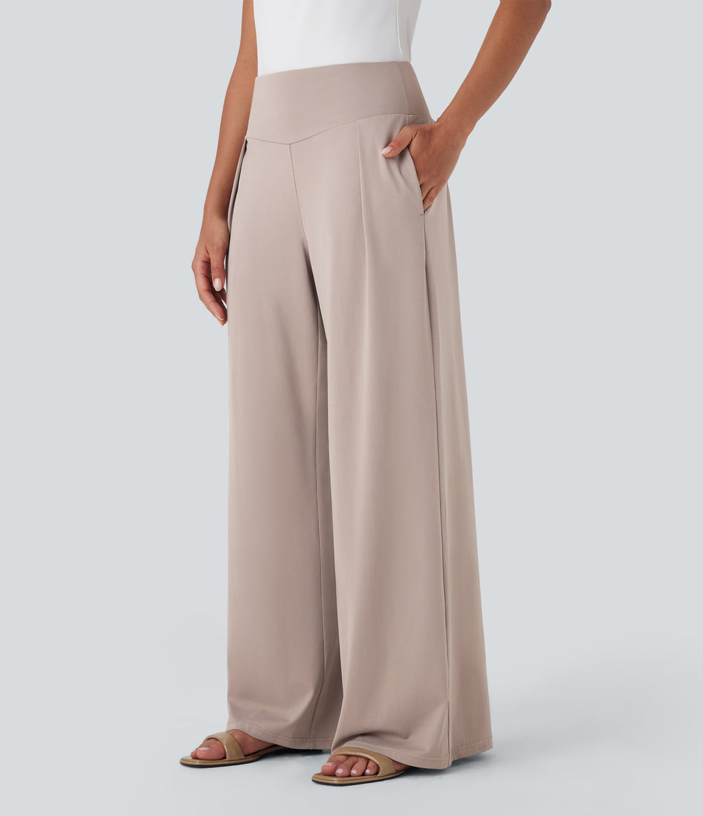 High Waisted Wide Leg Casual Pants with Pockets