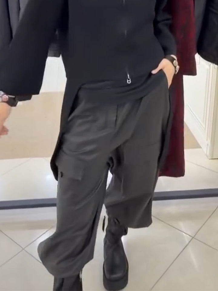Women's Casual Trousers and Asymmetrical Long Top