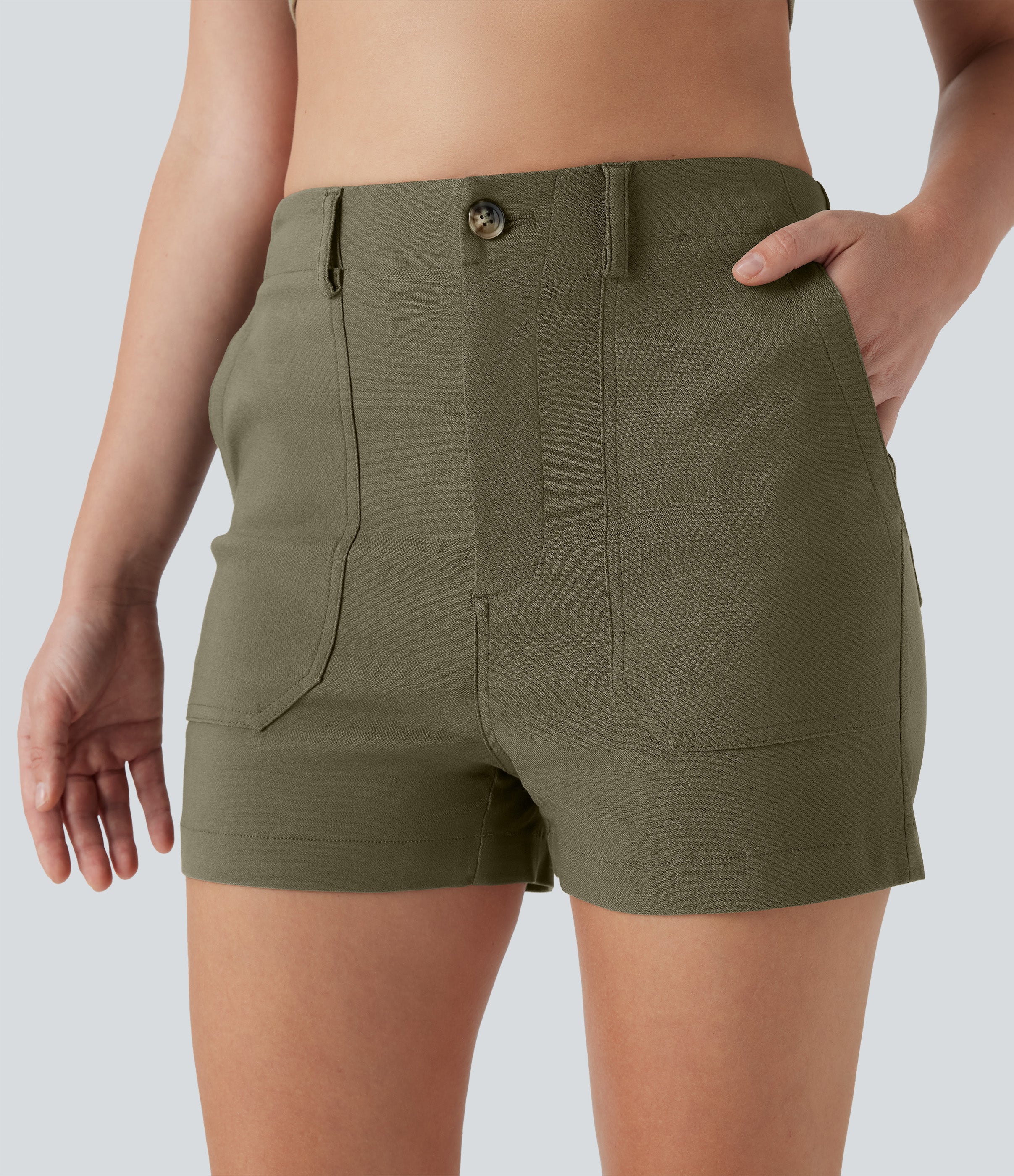 High Waisted Casual Shorts with Pockets