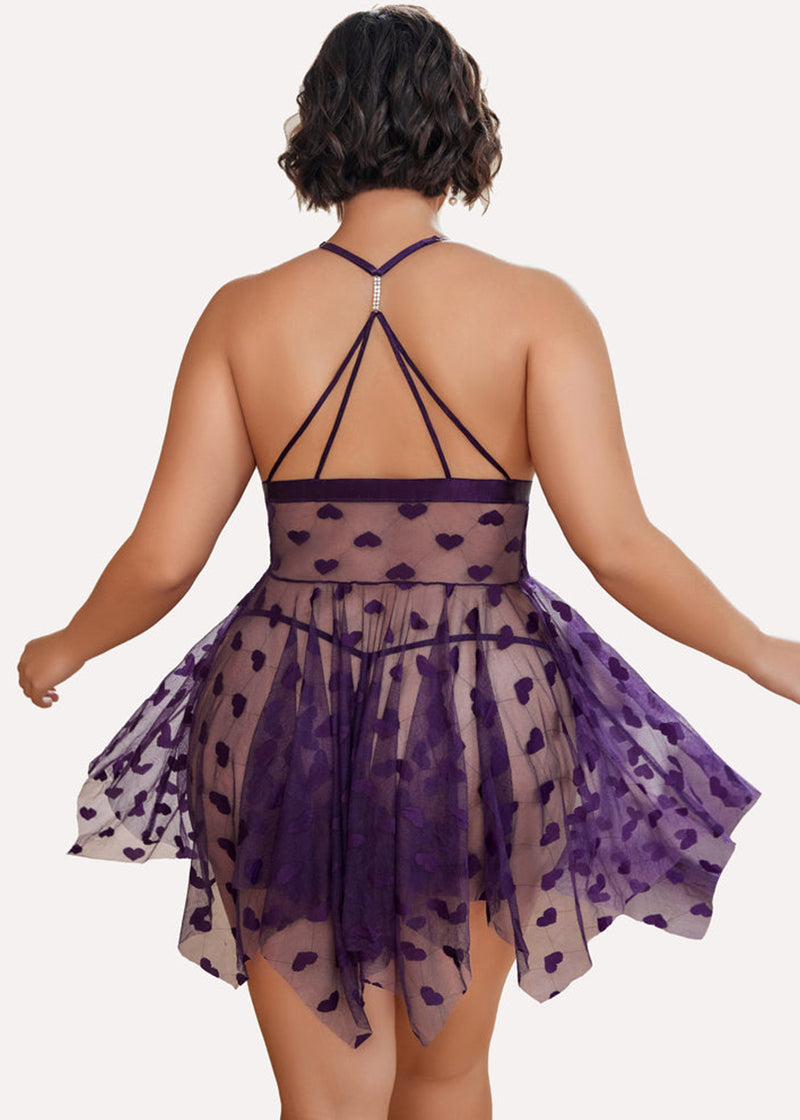 Plus Size Lace Nightdress with Front Slit