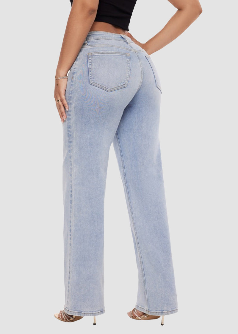 Mid-Low Rise Stretch Baggy Wide-Leg Jeans